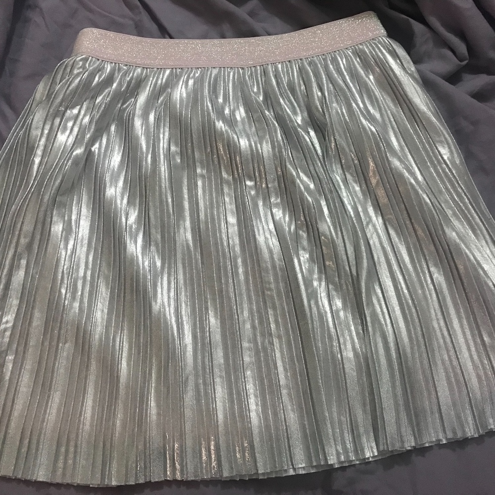 Kate Spade silver metallic pleated skirt--girls 14